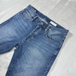 G-Star Raw Jeans Mens 32x32 3301 Slim Blue Denim Button Fly Patched Restored